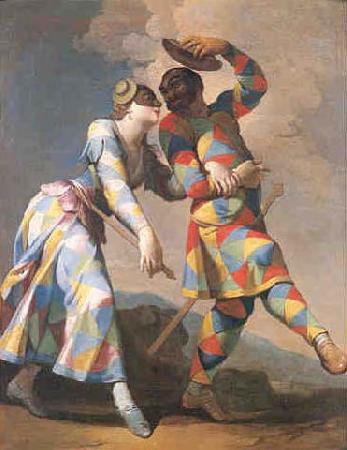 Giovanni Domenico Ferretti Arlecchino und Colombina Sweden oil painting art